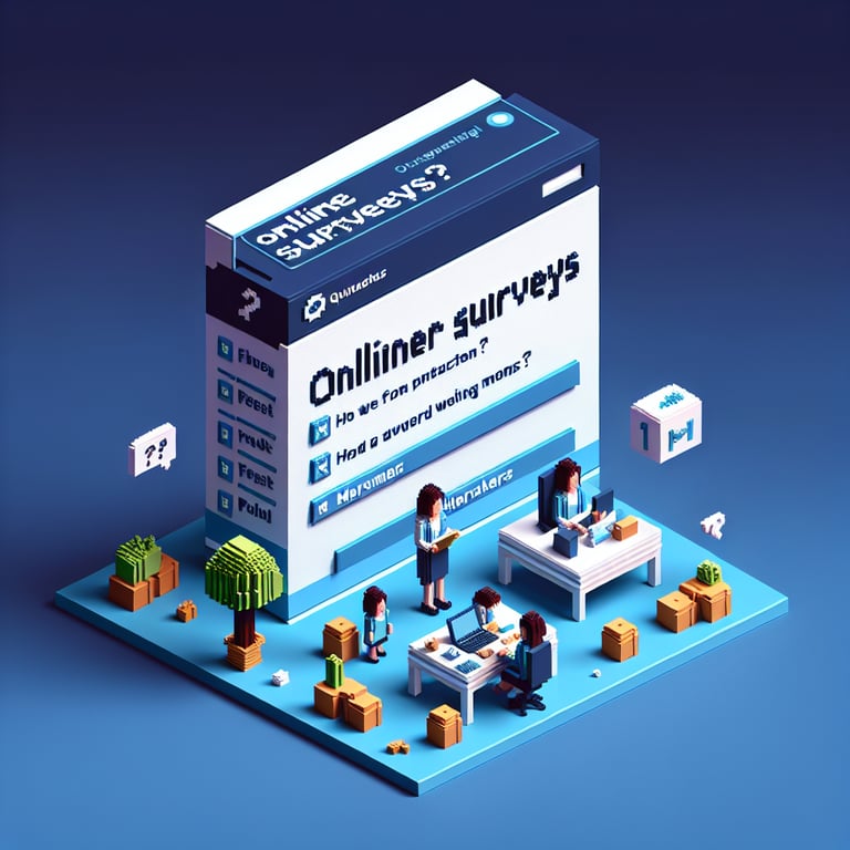 Artistic 3D voxel depicting a dynamic poll for working mothers balancing career and family