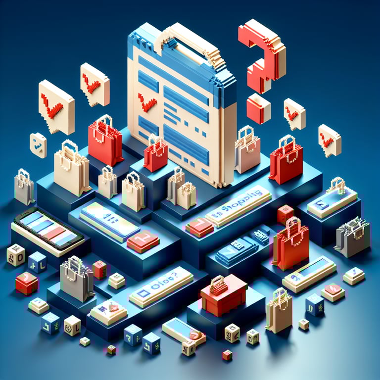 3D voxel art of online shopping frequency survey