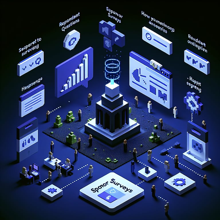 Artistic 3D voxel representation of sponsor sentiment survey dynamics