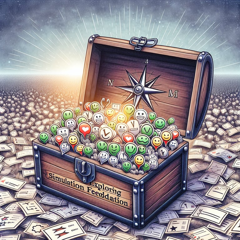 Treasure trove illustration symbolizing insights from Simulation Feedback survey questions.