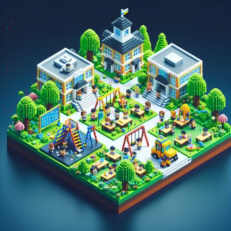 Voxel-based 3D infographic showcasing student voice in a school climate survey