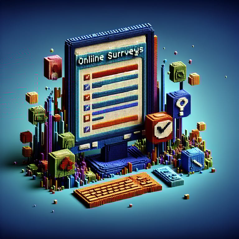 Creative voxel art symbolizing document audit and feedback survey