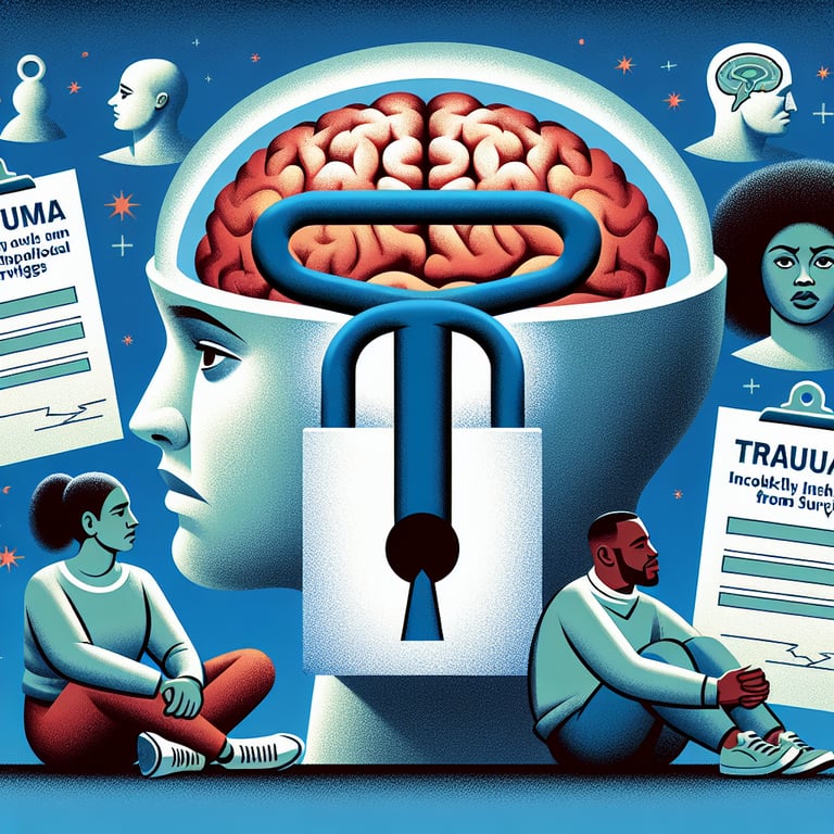 Illustration demonstrating the process of unlocking insights through asking trauma survey questions.