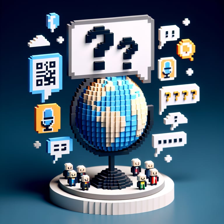 3D voxel art of communication patterns mosaic