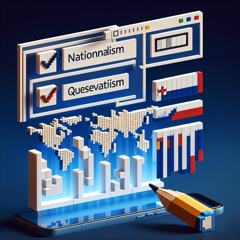 Creative 3D voxel representation of patriotism questionnaire