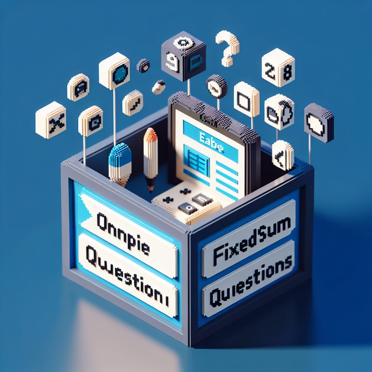 Artistic 3D voxel showing allocation of points in a fixed sum question