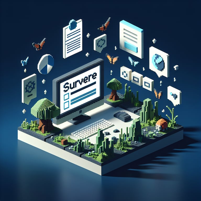 Artistic 3D voxel visualization of biodiversity question five survey