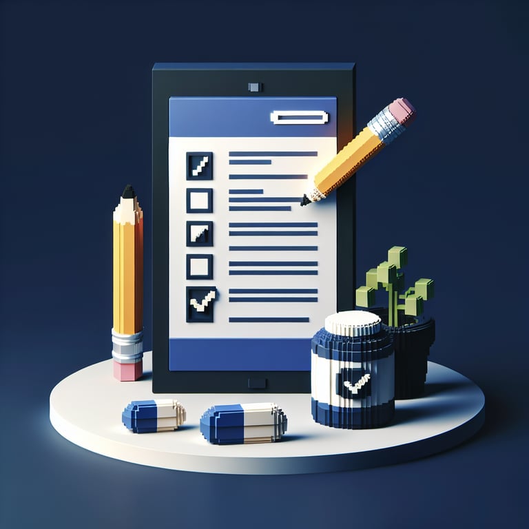 Artistic 3D voxel model showcasing dietary supplement feedback