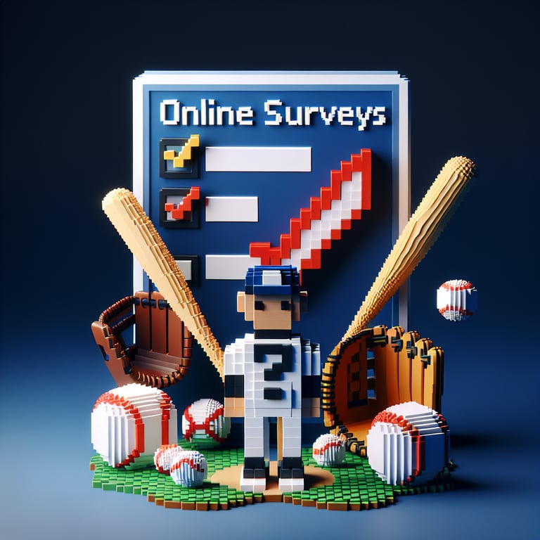 Artistic 3D voxel of baseball questionnaire interface