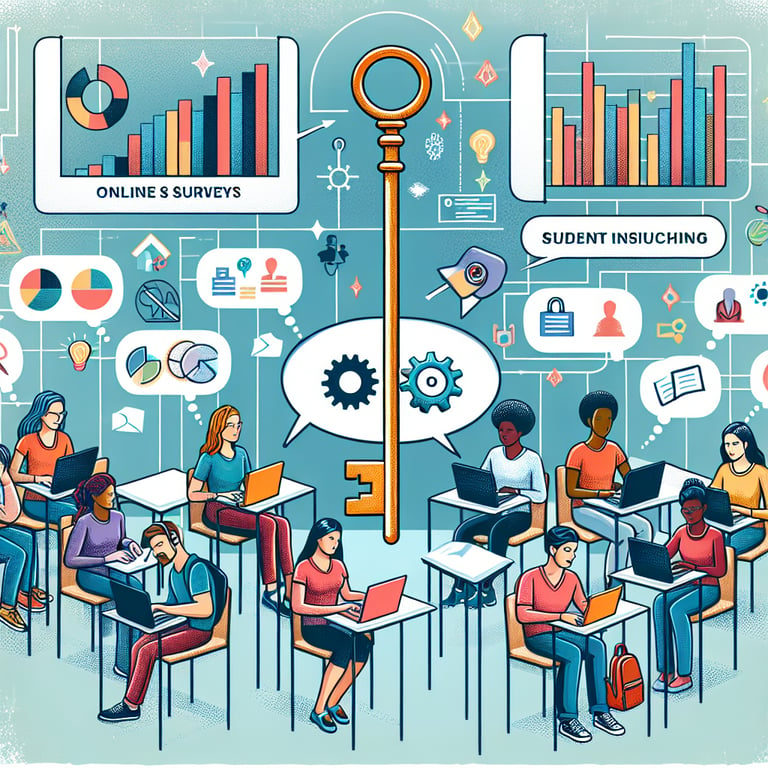 Illustration demonstrating the importance of Online Class survey questions for unlocking student insights.