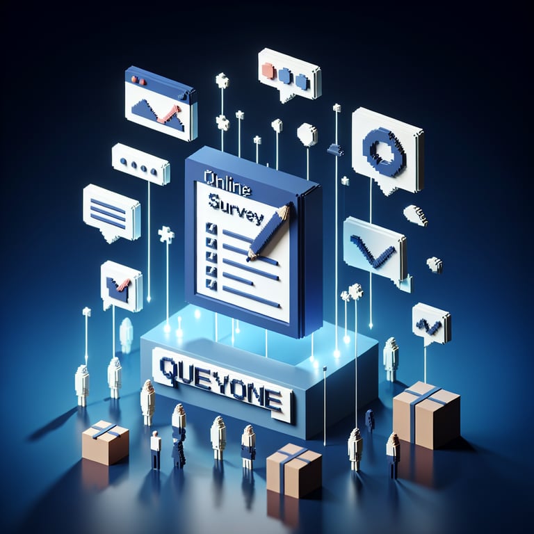 Artistic 3D voxel model illustrating lessons learned survey feedback in project management
