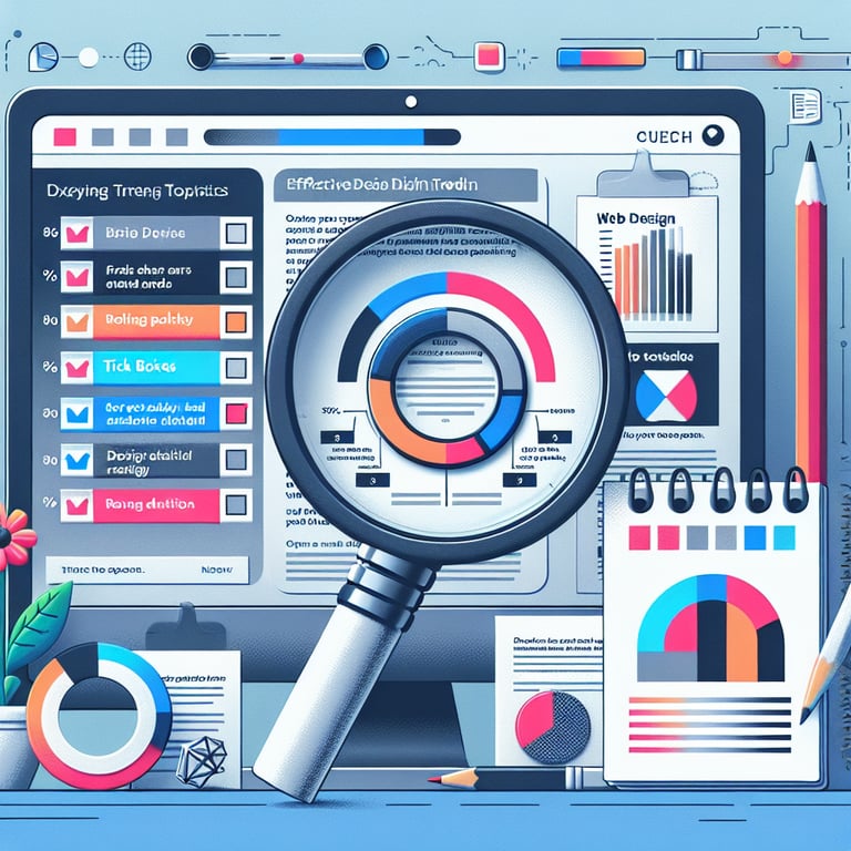 Illustration showcasing trending topics in Web Design through effective survey questions.