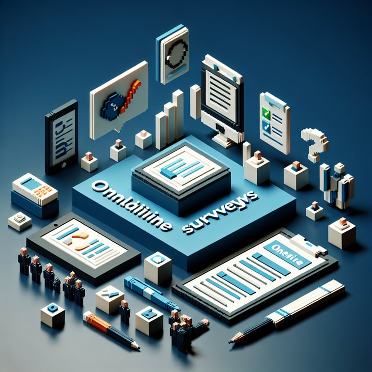 3D voxel illustration capturing interactive meeting survey insights