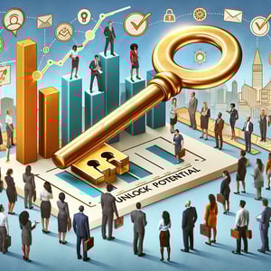 Illustration demonstrating the impact of essential New Hire Survey survey questions on unlocking employee potential.