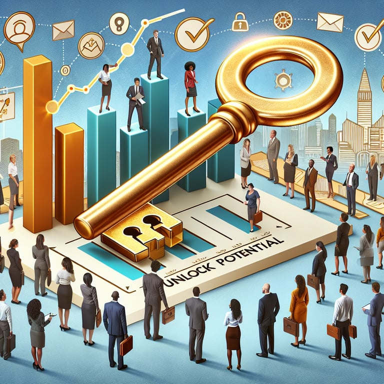 Illustration demonstrating the impact of essential New Hire Survey survey questions on unlocking employee potential.