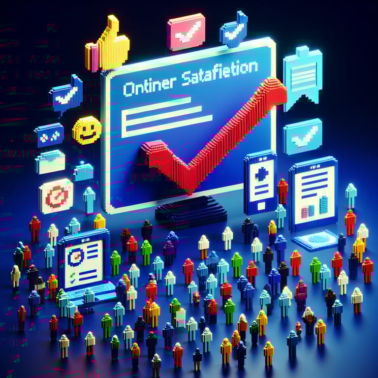 Creative 3D voxel of satisfaction review platform