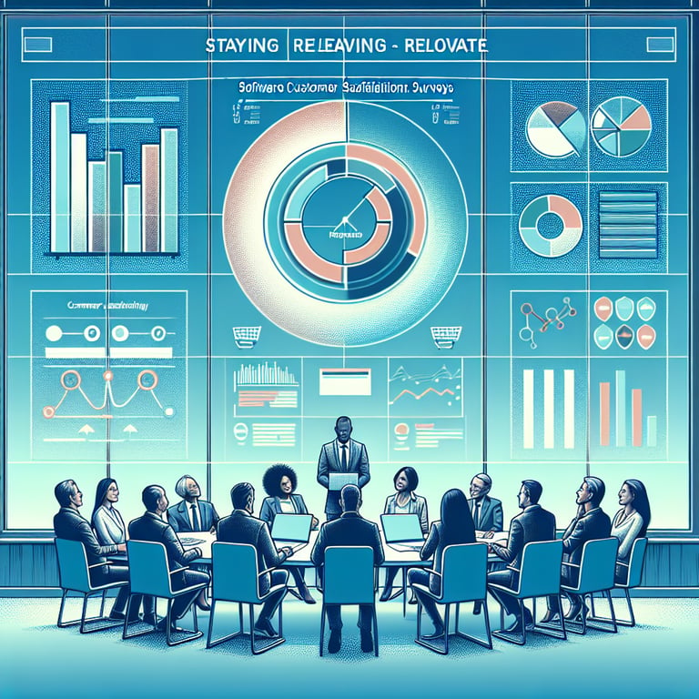 Illustration depicting the concept of Software Customer Satisfaction survey questions.