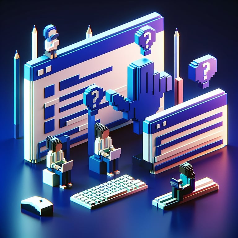 Artistic 3D voxel rendering of a symptom checklist for COVID surveys