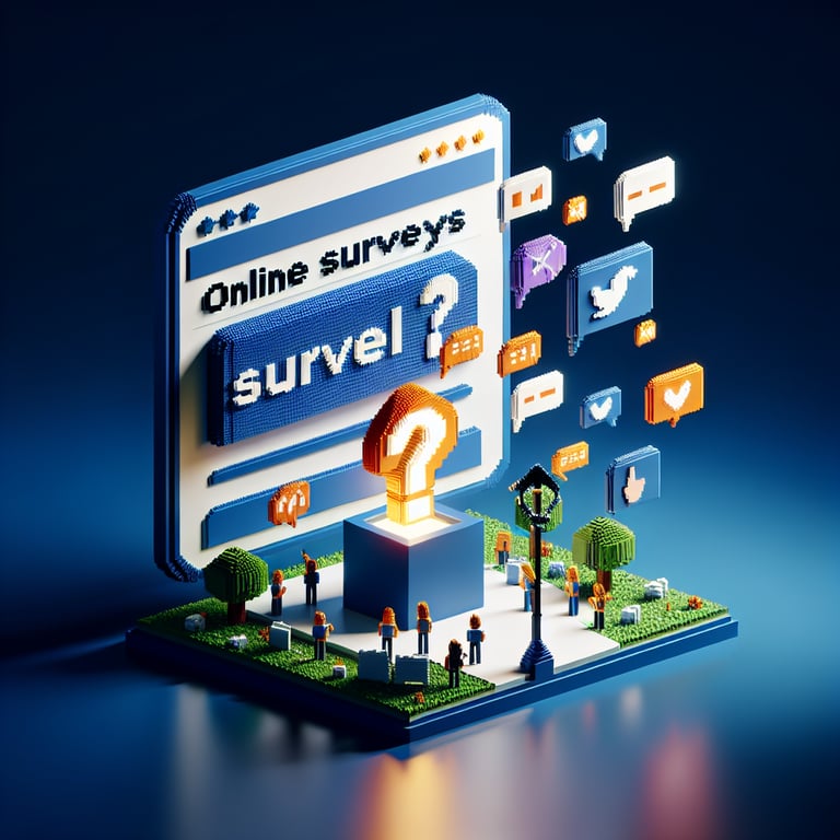 Artistic 3D voxel depiction of digital sentiment mapping survey