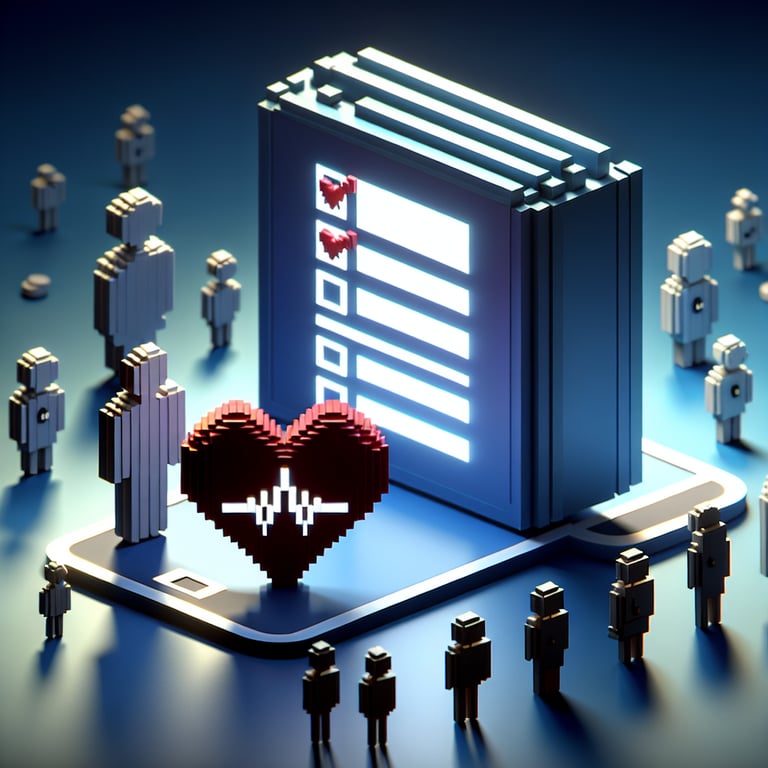 Artistic 3D block model illustrating a cardiovascular risk assessment survey