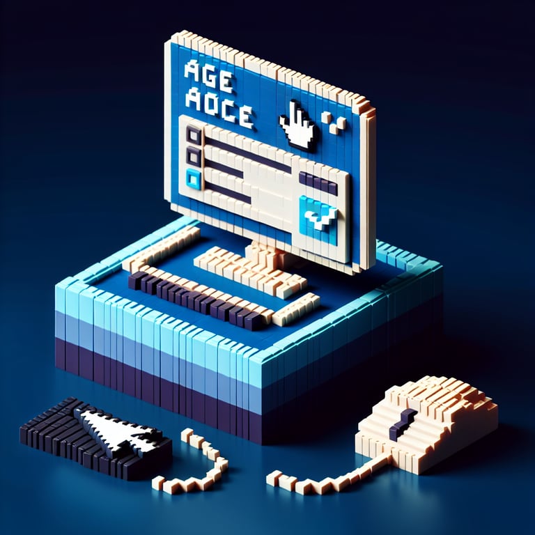 3D voxel representation of a demographic survey form with age icons