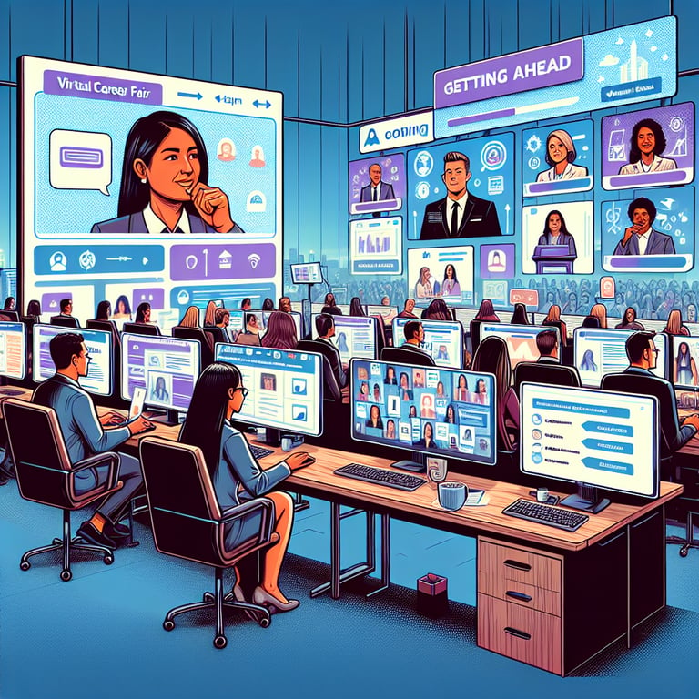 Illustration highlighting important Virtual Career Fair survey questions for success.