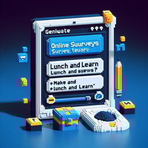 3D voxel art depicting online surveys, perfect for a lunch and learn survey landing page.