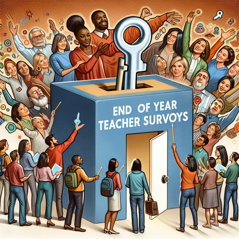 Illustration depicting the concept of unlocking potential through End of Year Teacher survey questions.