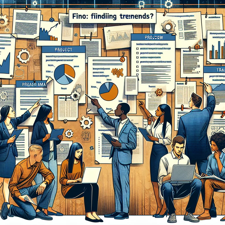 Illustration depicting trends discovery using Project Management survey questions.