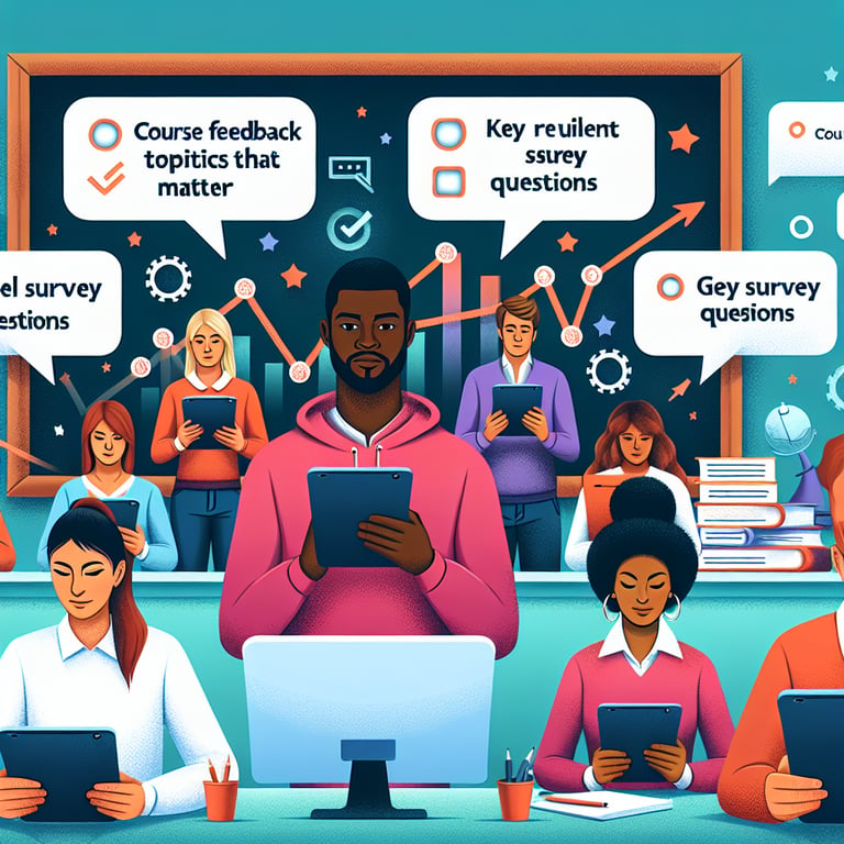 Illustration highlighting relevant Course Feedback survey questions for effective evaluation.