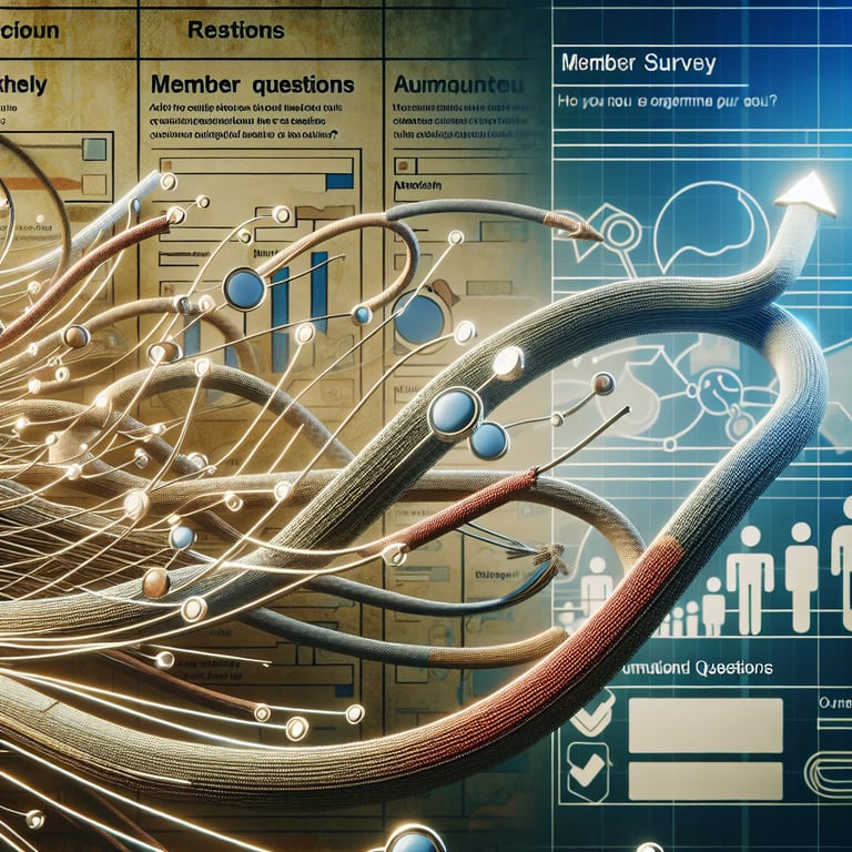 Illustration unraveling the influence of Member Survey survey questions, key insights, and expected outcomes.