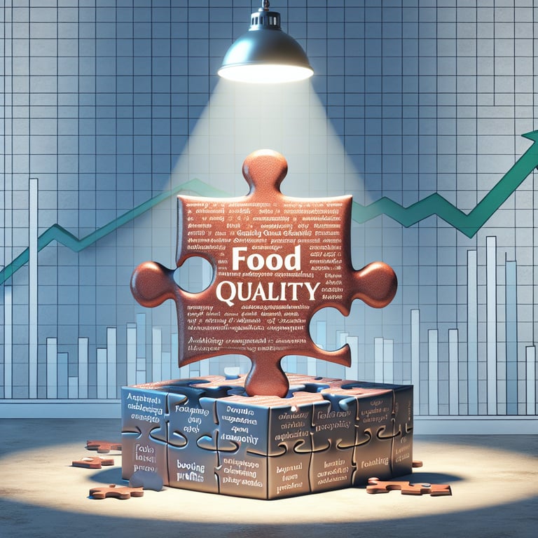 Illustration of Food Quality survey questions unlocking insights and boosting profits.