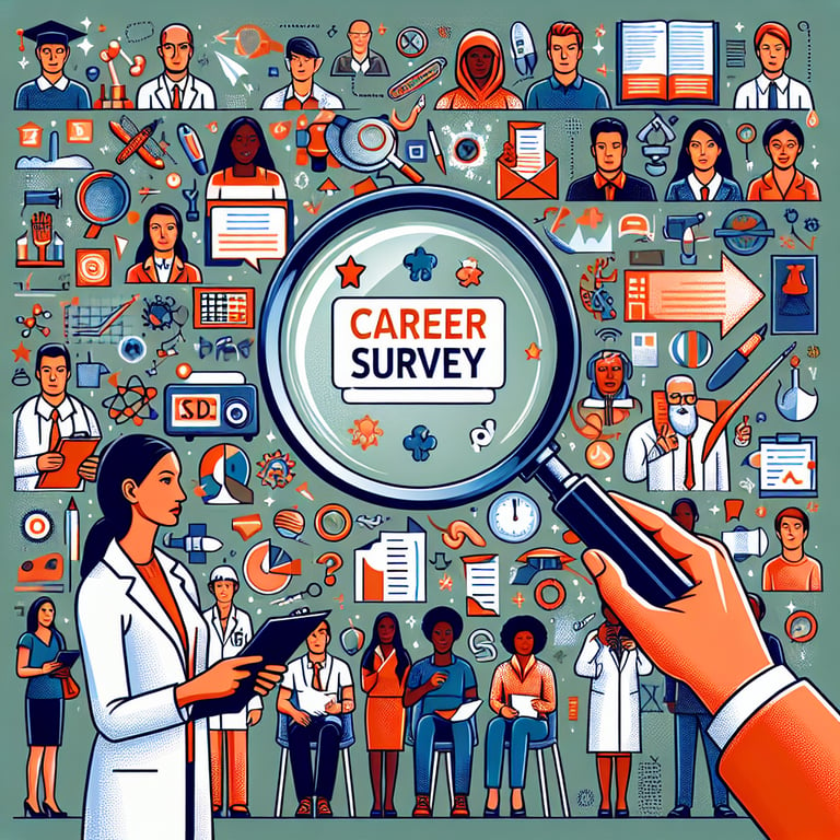 Illustration of relevant career topics for creating effective career survey questions.