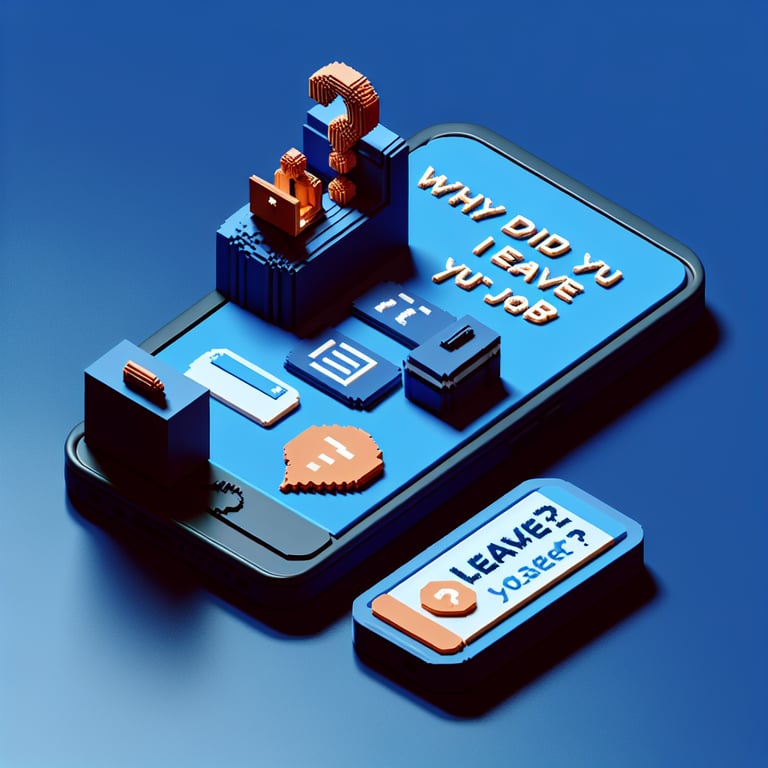 Artistic 3D voxel art of survey blocks representing a job transition questionnaire