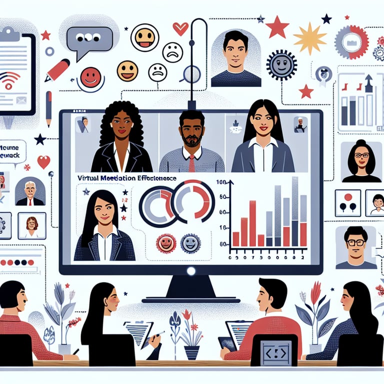 Illustration of effective virtual collaboration through Zoom Meeting Feedback survey questions.