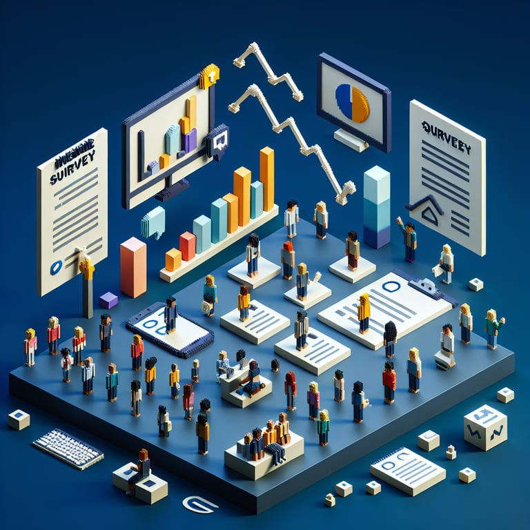 An artistic 3D voxel art symbolizing household income analysis in a demographic survey