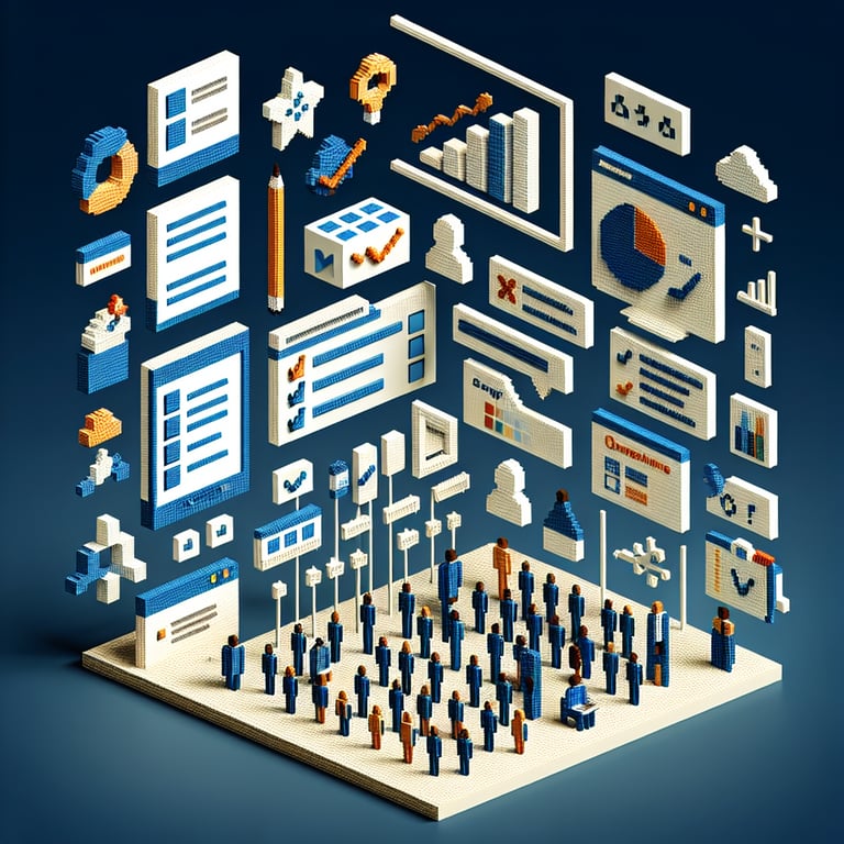 3D voxel illustration symbolizing training gap analysis survey