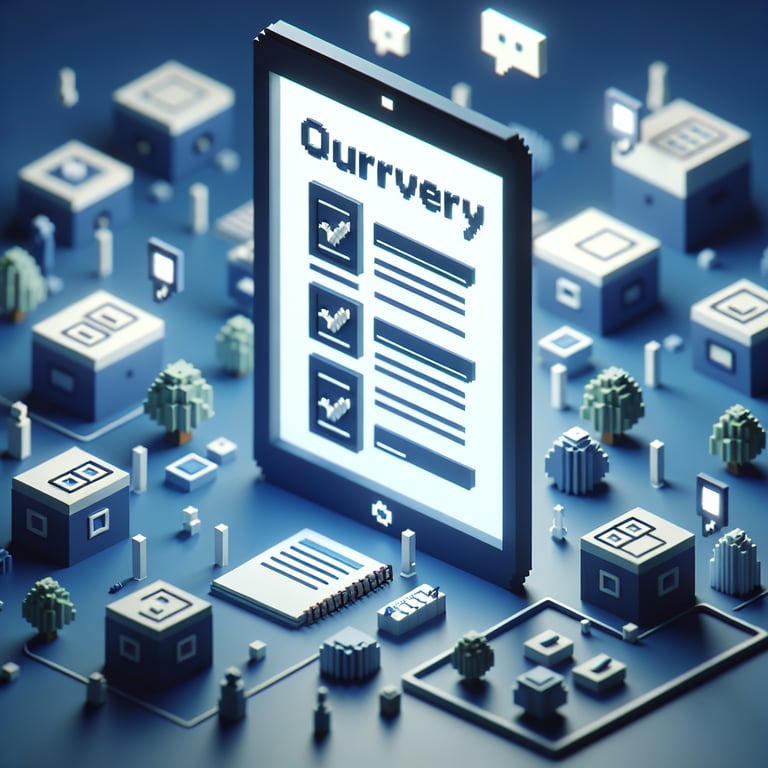 Artistic 3D voxel of a student feedback survey interface