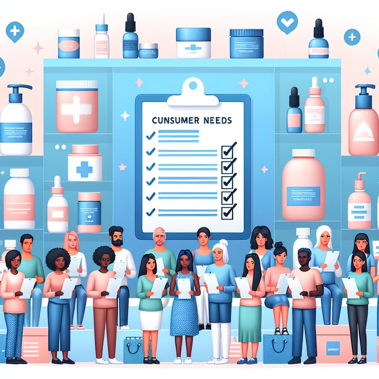 Illustration demonstrating the impact of Skin Care Products survey questions on meeting consumer needs.