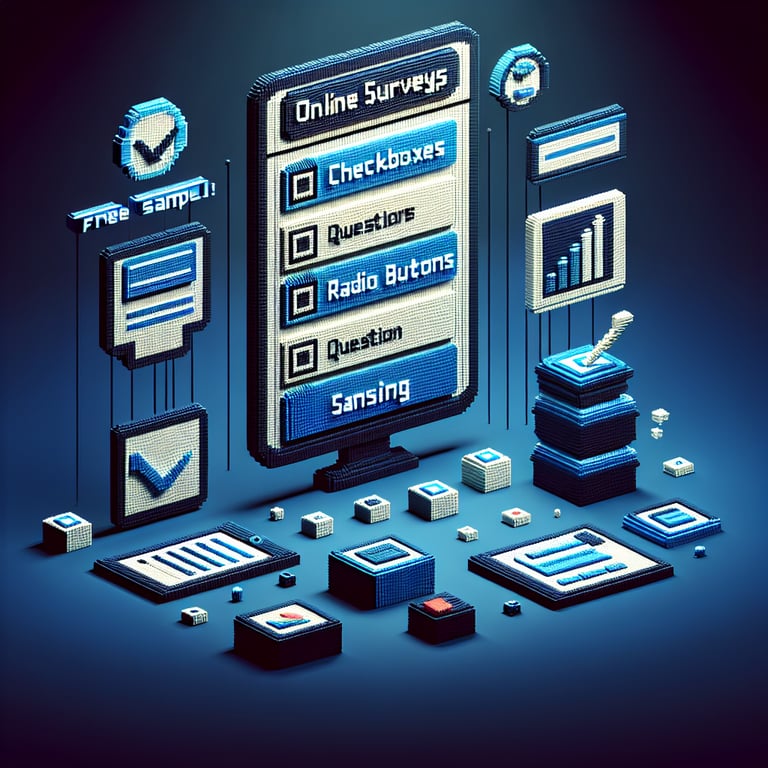 3D voxel art depicting a free training feedback survey prototype