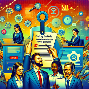 Illustration depicting the concept of cracking the code with Service Desk Satisfaction survey questions.