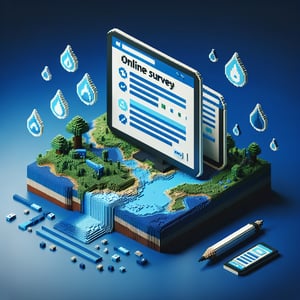 3D voxel art depicting online surveys about Guatemalans