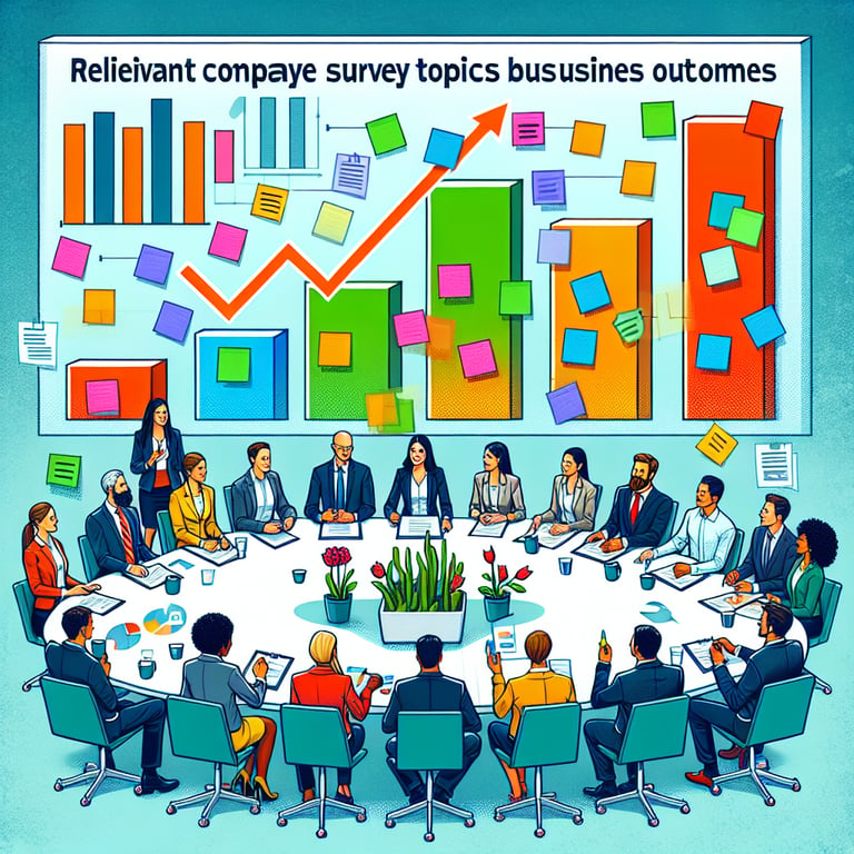 Illustration highlighting the impact of relevant Company Employee survey questions on business outcomes.