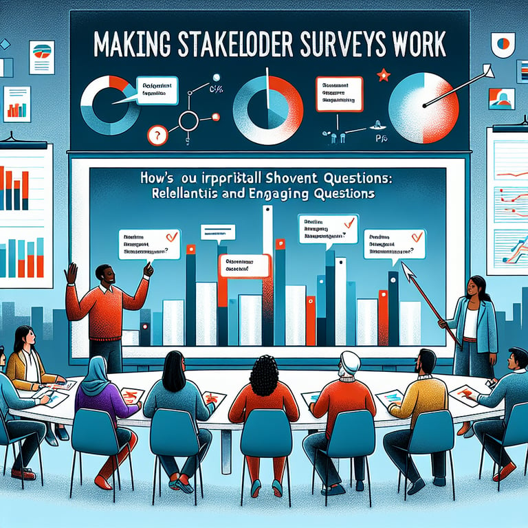 Illustration of relevant topics and engaging stakeholder survey questions.