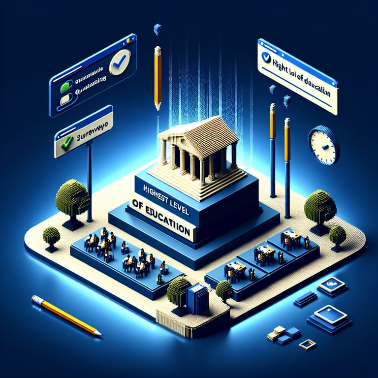 Artistic 3d voxel illustrating academic level poll