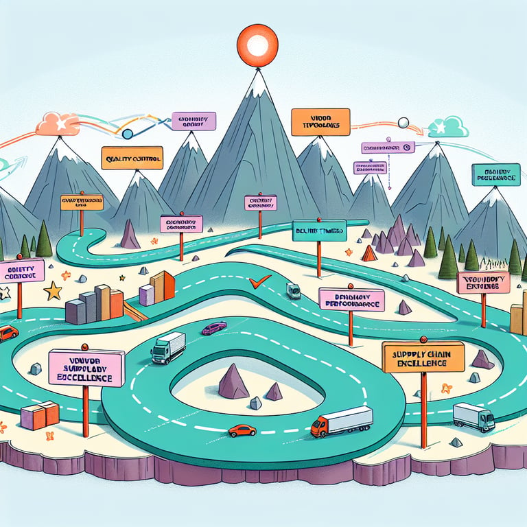 Illustration showing relevant topics for creating vendor survey questions for supply chain excellence.