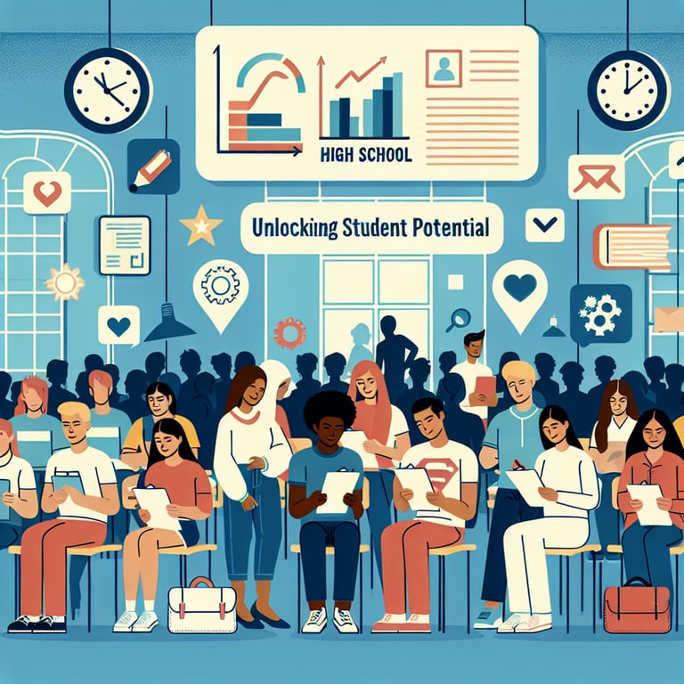 Illustration depicting the concept of High School Student Feedback survey questions unlocking potential.