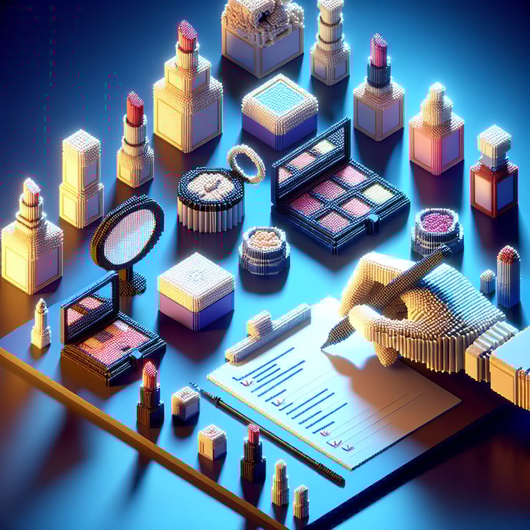 Artistic 3D voxel rendering of a beauty product feedback survey
