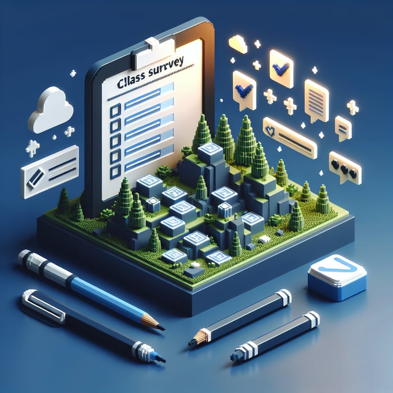 3D voxel art of survey blocks illustrating classroom insights