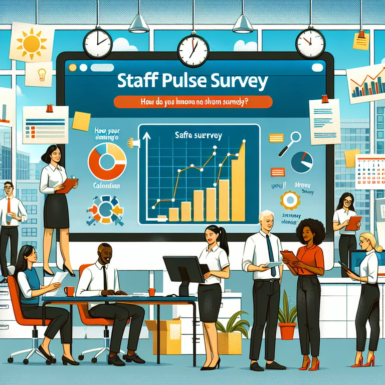 Illustration of relevant topics for Staff Pulse survey questions and reasons to ask them.